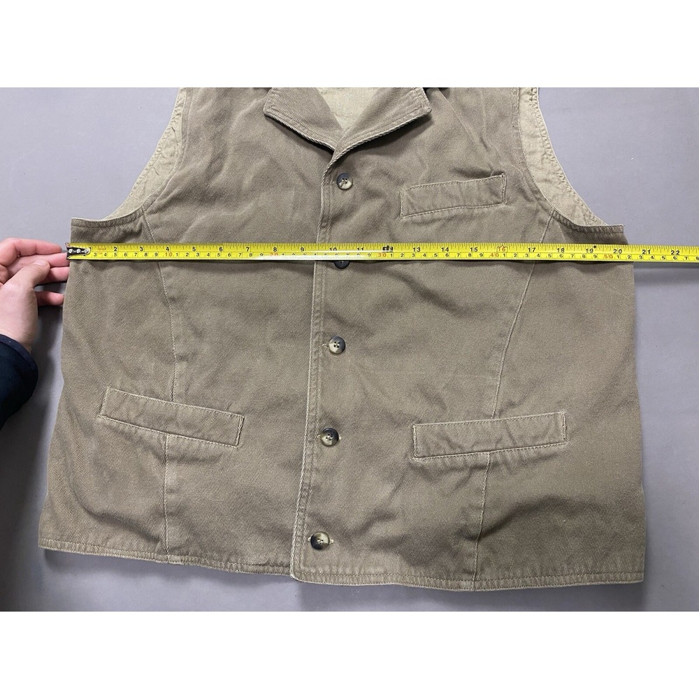 Vintage London Fog Vest Cotton Genuine Leather Tan/Brown Men's S - Picture 10 of 10